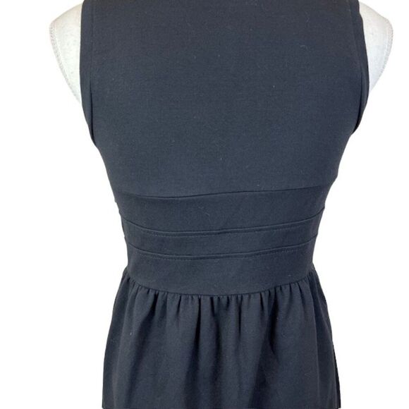 Theory Sleeveless Dress Black Fitted Seamed Bodice Pintuck Skirt Side Zip Size 4 - Picture 4 of 12